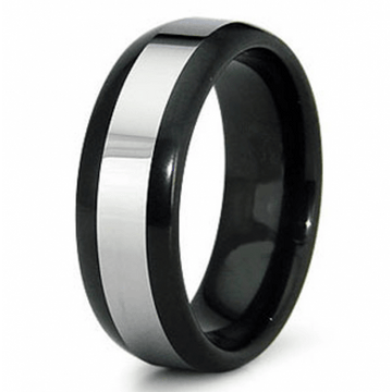 8 mm High Polished Two Tone Tungsten Band