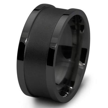 Matte Black Stainless Steel Ring with Satin Edges - 10mm