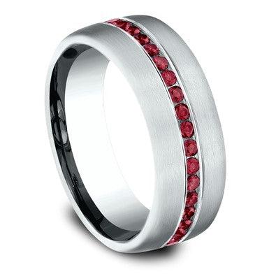Benchmark Tantalum With Red Ruby Eternity Band - 8mm
