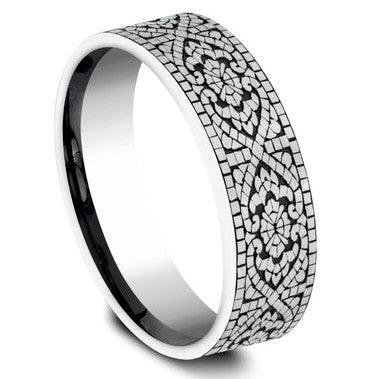 Designer 14KW Mosaic Comfort Fit 7mm Men's Ring